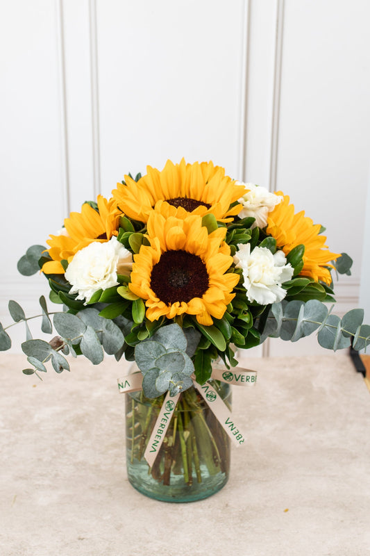 Cuando Calienta el Sol - Girasol y Clavel Blanco