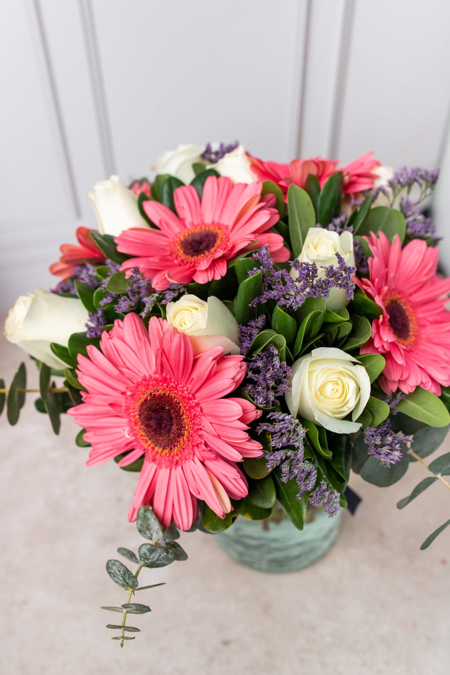 Rosa Pastel - Gerbera Rosa con Rosa Blanca
