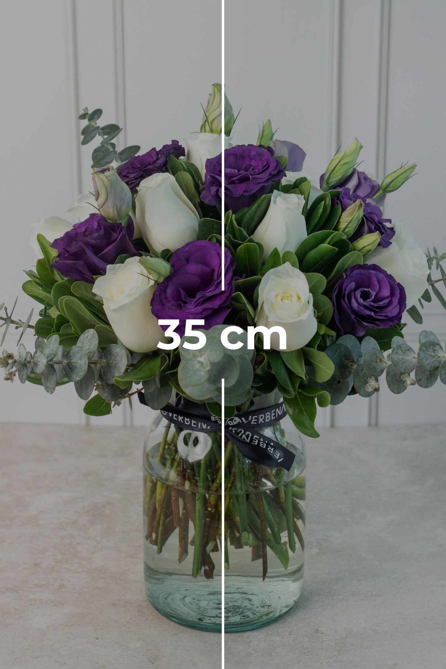 Claro de Luna / Rosa Blanca y Lisianthus Morado