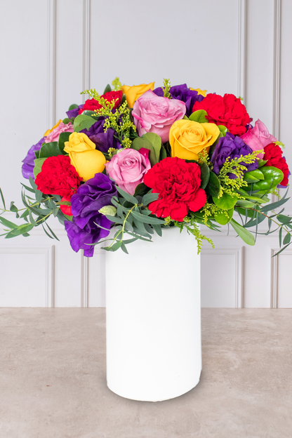Cartagena - Rosa Morada, Amarilla, Clavel Rojo y Lisianthus