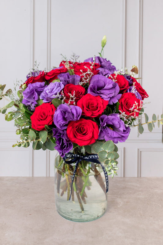 París - Rosa Roja y Lisianthus Morado (PEREIRA)