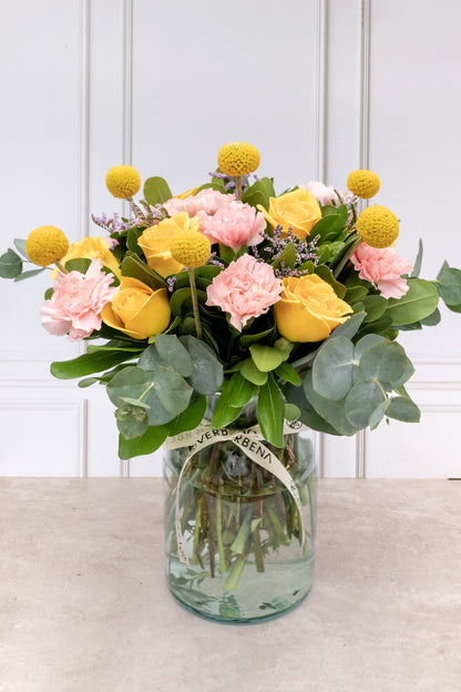 Lolita - Rosa Amarilla, Clavel Rosa y Craspedia (PEREIRA)